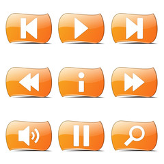 Multimedia Controller Orange Vector ButtonIcon Design Set
