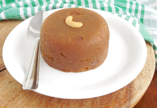 Wheat Halwa, A Delicious And Traditional Indian Sweet Dish.