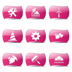 Construction Tools Pink Vector Button Icon Design Set 2