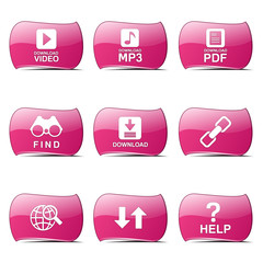 Multimedia Web Internet Pink Vector Button Icon Design Set