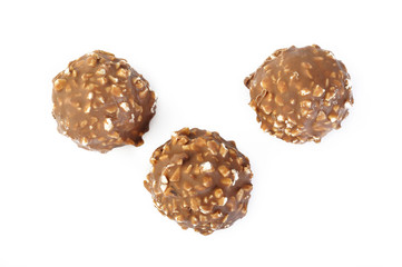 chocolate ball on white background