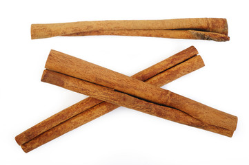Cinnamon sticks isolated on white