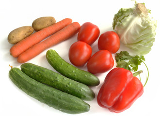 fresh vegetables isolated on white background