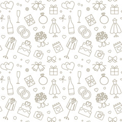 Wedding related vector seamless pattern background 1 - 85228995