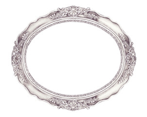 Shabby chic white oval frame with clipping paths.