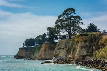View of cliffs along the Pacific Ocean, in Capitola, California.