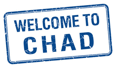welcome to Chad blue grunge square stamp