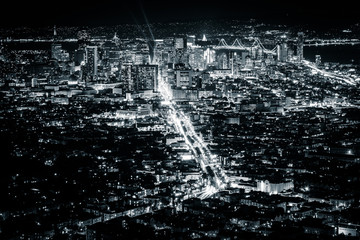 View of San Francisco at night, from Twin Peaks, in San Francisc