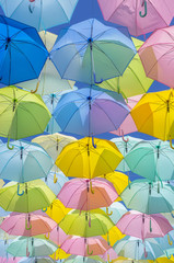 Multicolored Umbrella decorations.