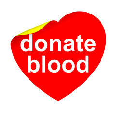 Pegatina corazon con texto donate blood