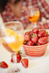 Strawberries And Aperol Spritz
