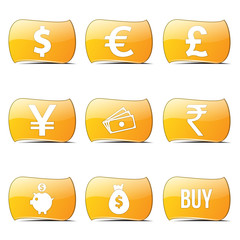 Currency Sign Yellow Vector ButtonIcon Design Set