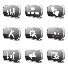 SEO Internet Sign Black Vector Button Icon Design Set 5