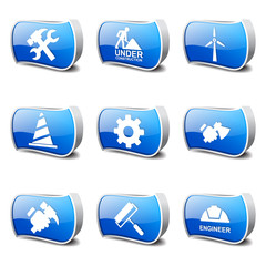 Construction Tools Blue Vector Button Icon Design Set 2