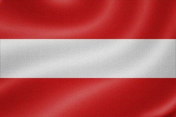 Austria flag on the fabric texture background