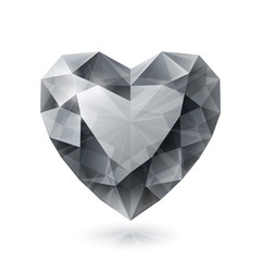 Shiny isolated diamond heart shape on white background