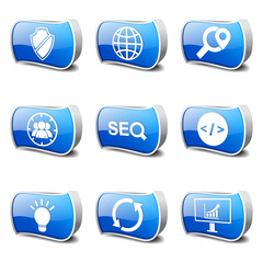 SEO Internet Sign Blue Vector Button Icon Design Set 2