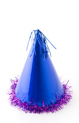 blue party hat on white background