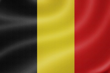 Belgium flag on the fabric texture background