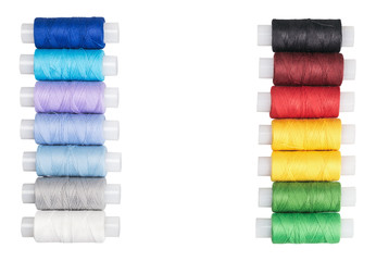 multicolored threads isolated on a white background
