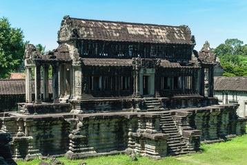 one of the libraries of the archaeological place of angkor wat in siam reap, cambodia