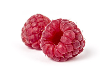 Fresh ripe organic raspberries isolated on white background © Simic Vojislav