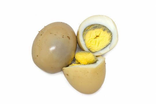 stewed egg or eggs boiled on white background