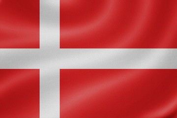 Denmark flag on the fabric texture background