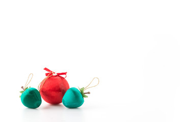 red silk christmas ball on white background