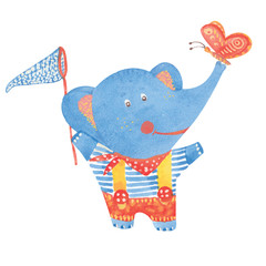 elephant with  butterfly net