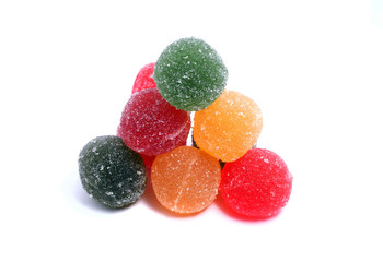 delicious fruit candy on a white background