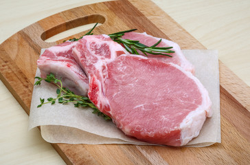Raw pork steak