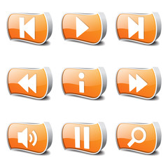 Multimedia Controller Orange Vector Button Icon Design Set