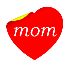 Pegatina corazon con texto mom