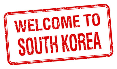 welcome to South Korea red grunge square stamp © Aquir