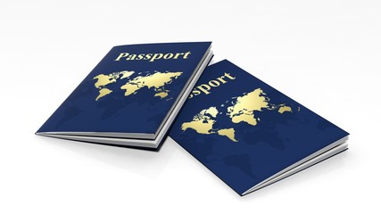 Two passports isolated on white background