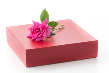 gift box and pink rose