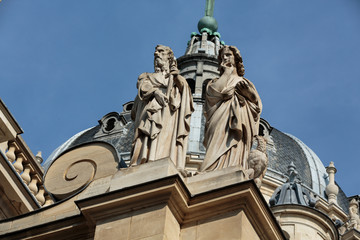 Fototapeta na wymiar Fragment of facade of the Chapelle de la Sorbonne in Paris, France