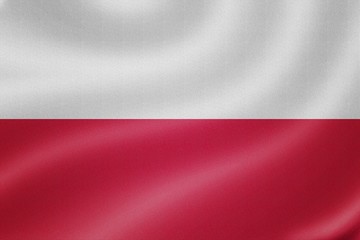 Poland flag on the fabric texture background