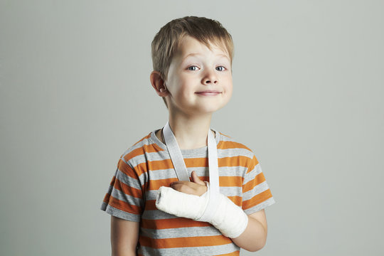 little boy in a cast.child with a broken arm.after accident