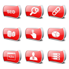 SEO Internet Sign Red Vector Button Icon Design Set 11