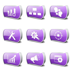 SEO Internet Sign Violet Vector Button Icon Design Set 5