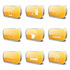 Telecom Communication Yellow Vector Button Icon Design Set 2
