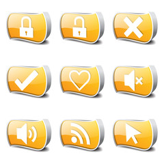 SEO Internet Sign Yellow Vector Button Icon Design Set 4