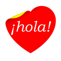 Pegatina corazon con texto ¡hola!