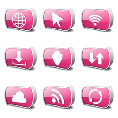 Web Internet Social Pink Vector Button Icon Design Set