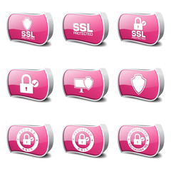 Protection Web Internet Pink Vector Button Icon Design Set