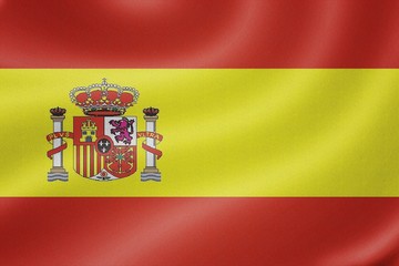 Spain flag on the fabric texture background