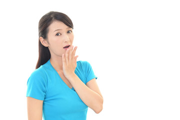 Fototapeta premium 驚いた表情の女性