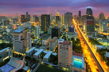 Fototapeta premium Bangkok view with dramatic sky.